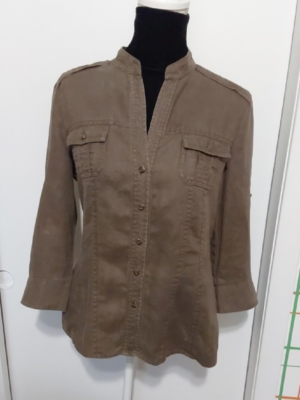 Women's Olsen Brown Utility Shirt Jacket with Button Front